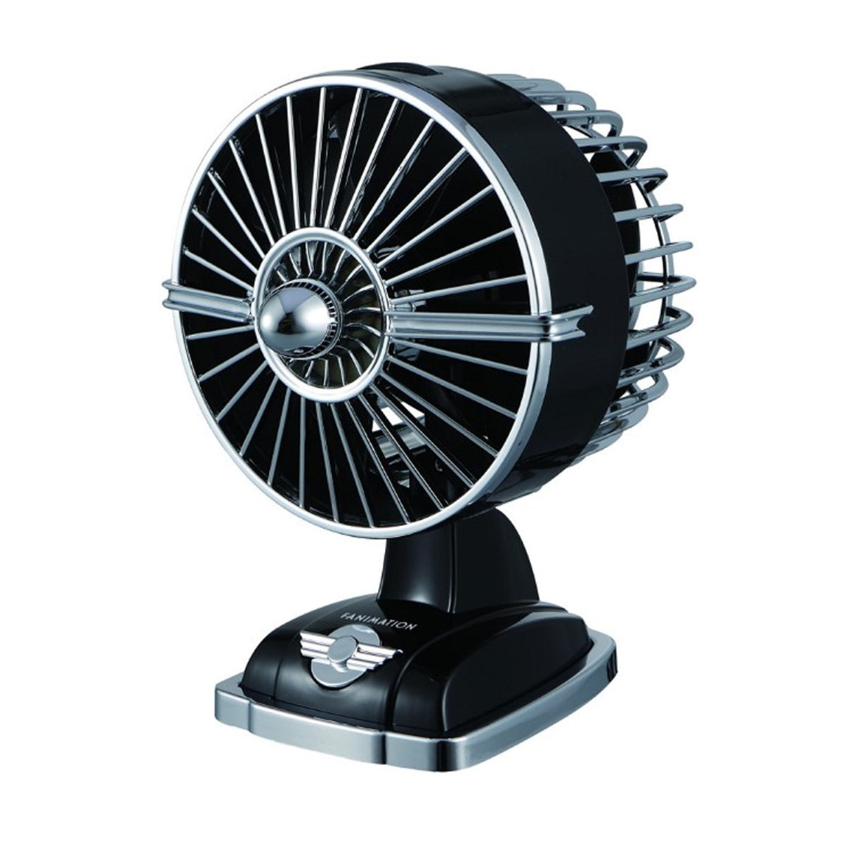 Fanimation UrbanJet Jr 4in Table Fan | Mysterious Black with Chrome Accents and Black Blades | Desk & Bedside | 4 x 4 x 6 in | Model FP7988MB