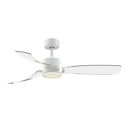 Fanimation SculptAire 52in 3-Light Ceiling Fan | Matte White and Clear Composite Blades | Living Room & Bedroom | 52 x 52 x 14 in | Model FP8511MW