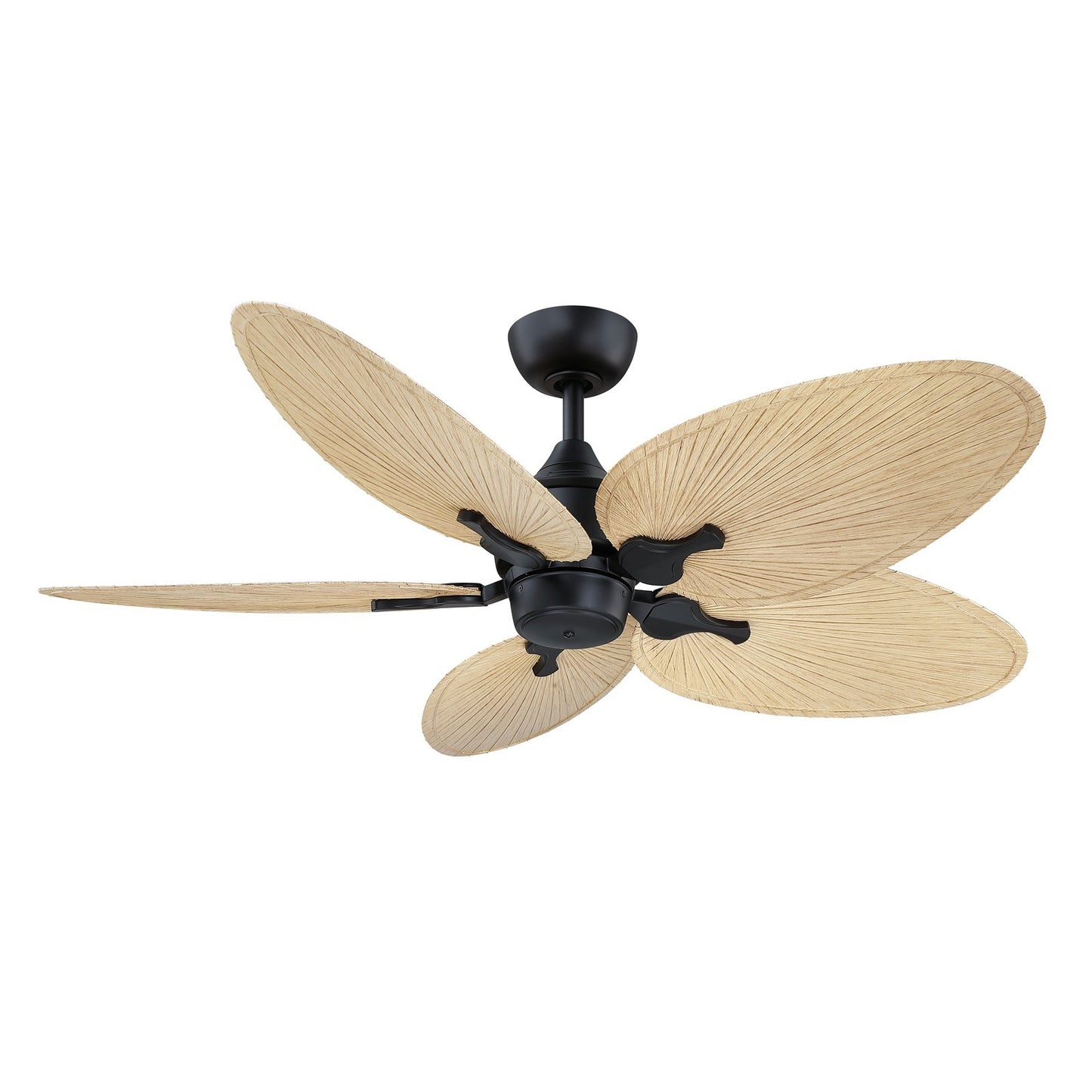 Fanimation Islander DC 52in 5-Blade Smart Ceiling Fan | Black and Natural Composite Blades | Covered Patio & Living Room | Model FPD3250BL-52NON