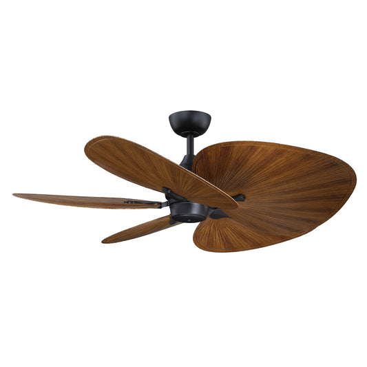 Fanimation Islander DC 52in 5-Blade Smart Ceiling Fan | Black and Koa Composite Blades | Covered Patio & Living Room | Model FPD3250BL-52WOK