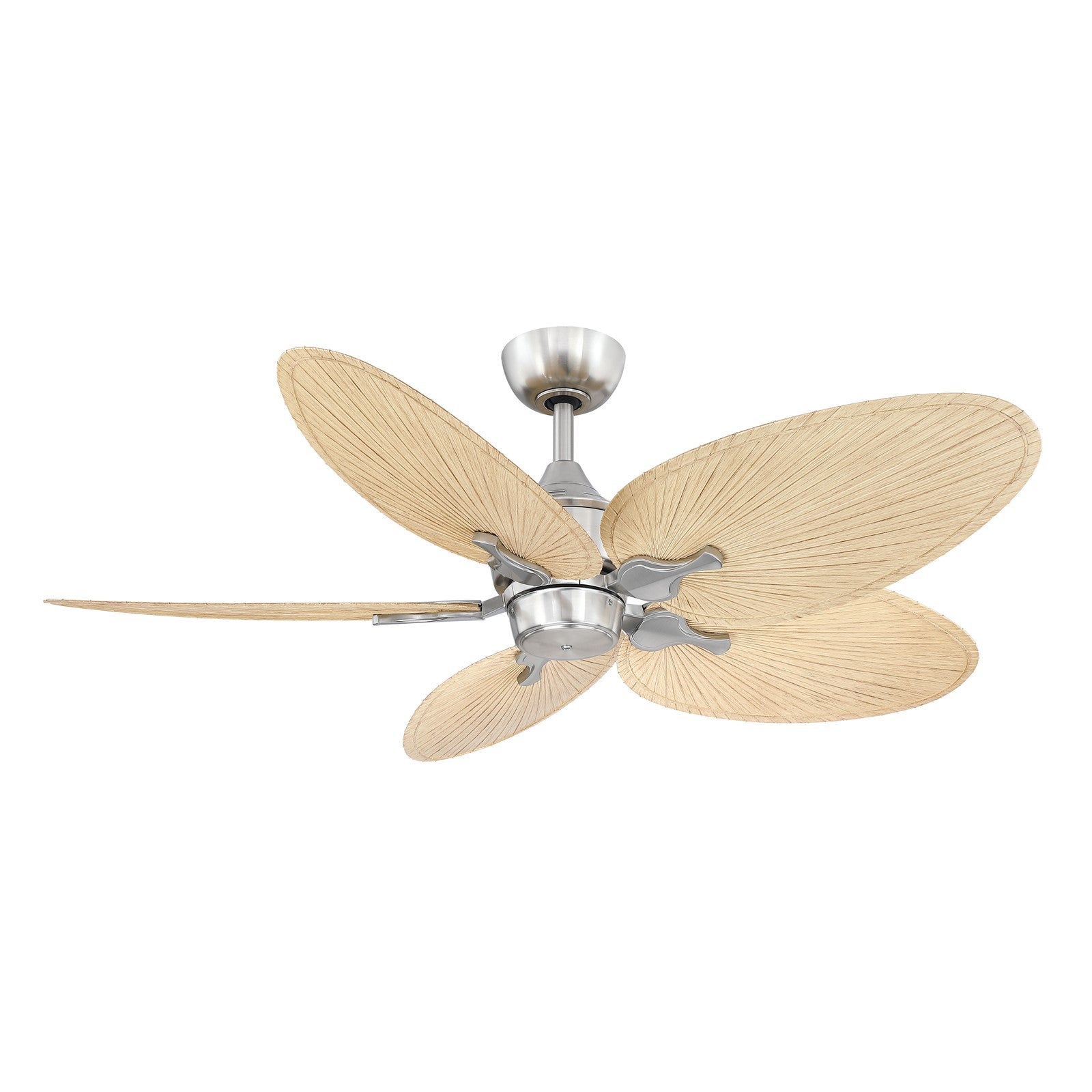 Fanimation Islander DC 52in 5-Blade Smart Ceiling Fan | Brushed Nickel and Natural Narrow Oval Composite Blades | Covered | Model FPD3250BN-52NON