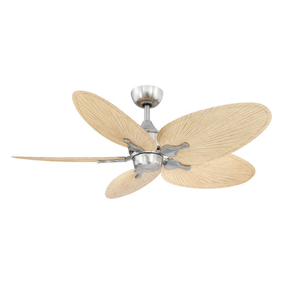 Fanimation Islander DC 52in 5-Blade Smart Ceiling Fan | Brushed Nickel and Natural Narrow Oval Composite Blades | Covered | Model FPD3250BN-52NON