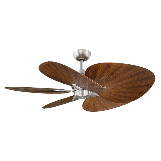 Fanimation Islander DC 52in 5-Blade Smart Ceiling Fan | Brushed Nickel and Koa Wide Oval Composite Blades | Covered Patio | Model FPD3250BN-52WOK