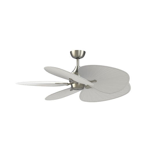 Fanimation Islander DC 52in 5-Blade Smart Ceiling Fan | Brushed Nickel and Matte White Wide Oval Composite Blades | Covered | Model FPD3250BN-52WOMW