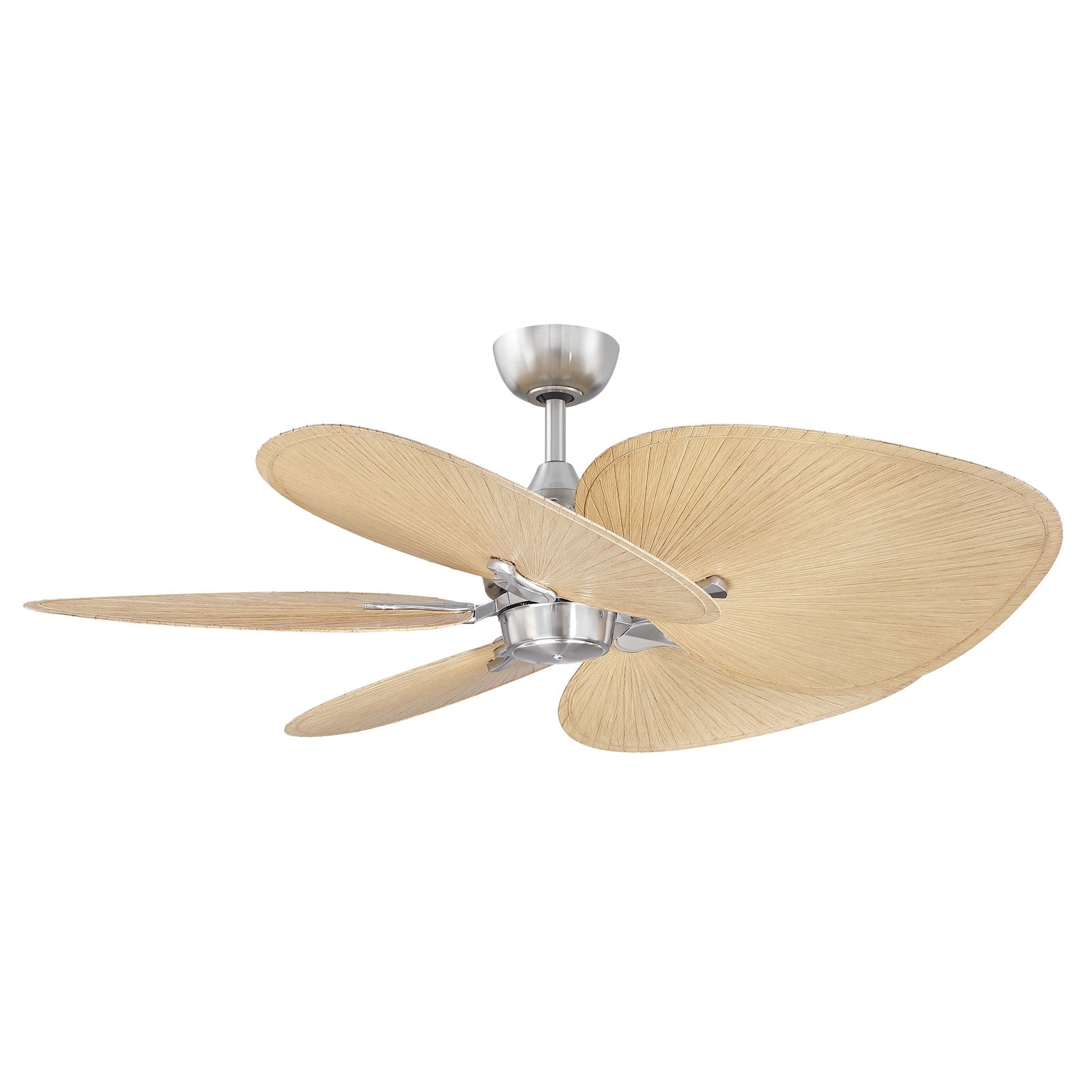 Fanimation Islander DC 52in 5-Blade Smart Ceiling Fan | Brushed Nickel and Natural Wide Oval Composite Blades | Covered Patio | Model FPD3250BN-52WON