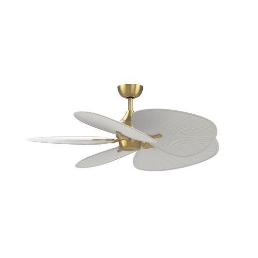 Fanimation Islander DC 52in Smart Ceiling Fan | Brushed Satin Brass and Matte White Composite Blades | Covered Patio | Model FPD3250BS-52WOMW