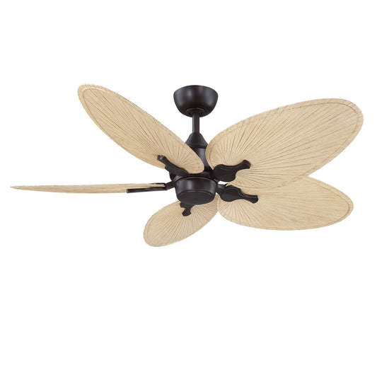 Fanimation Islander DC 52in 5-Blade Smart Ceiling Fan | Dark Bronze and Natural Narrow Oval Composite Blades | Covered Patio | Model FPD3250DZ-52NON