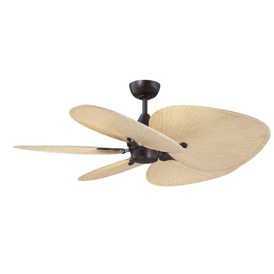Fanimation Islander DC 52in 5-Blade Smart Ceiling Fan | Dark Bronze and Natural Wide Oval Composite Blades | Covered Patio | Model FPD3250DZ-52WON