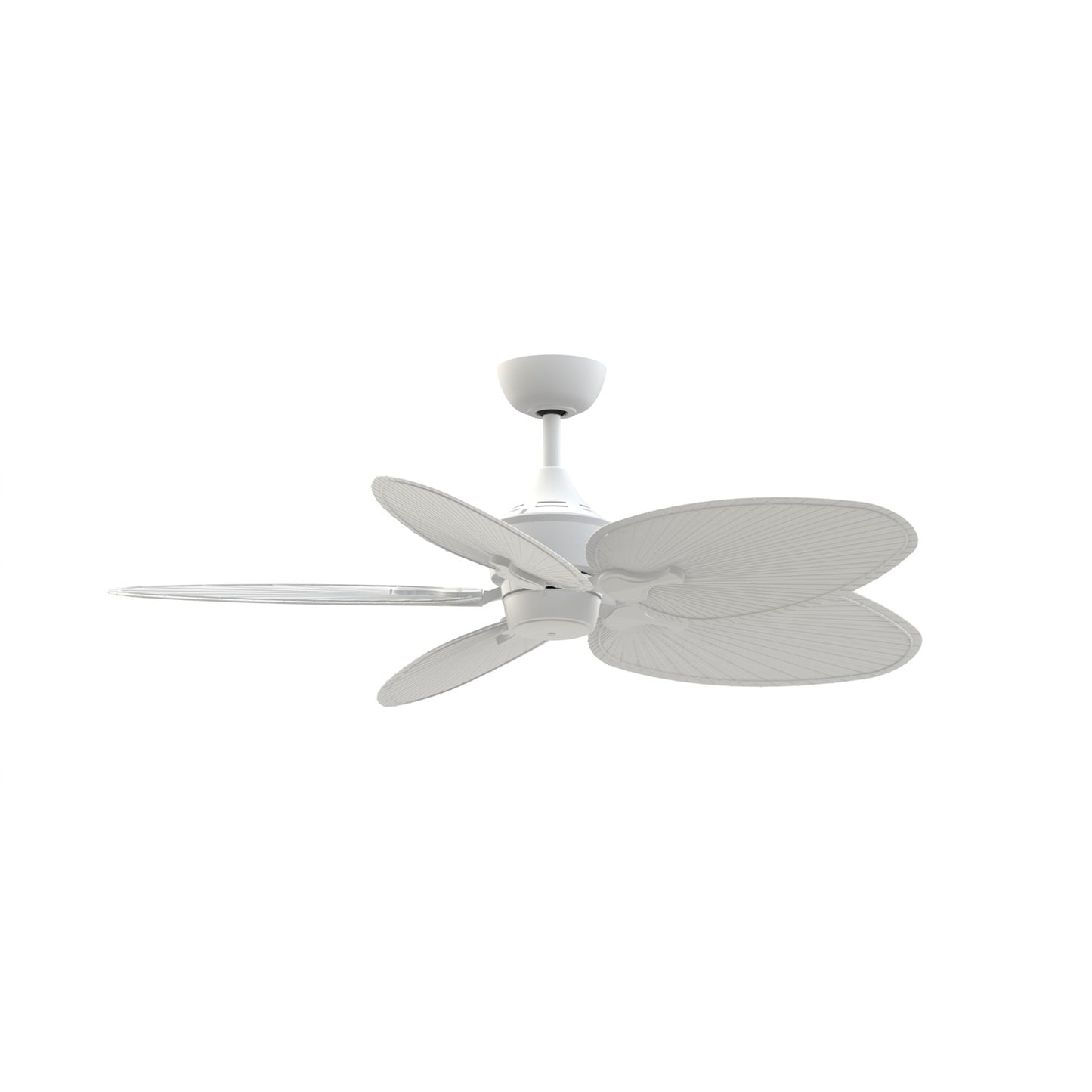 Fanimation Islander DC 52in 5-Blade Smart Ceiling Fan | Matte White and Matte White Narrow Oval Composite Blades | Covered | Model FPD3250MW-52NOMW