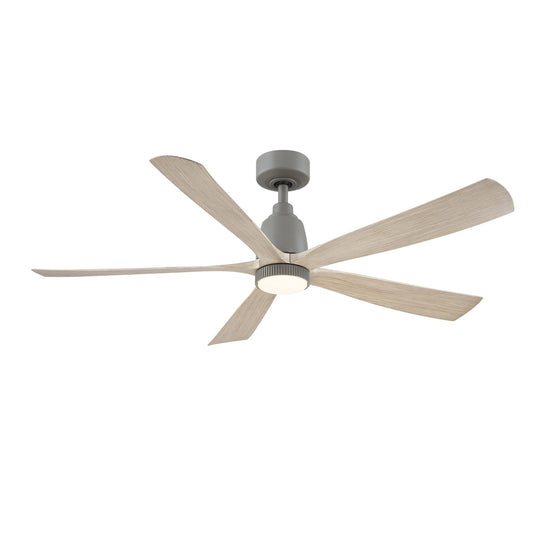 Fanimation Kute5 52in Smart Ceiling Fan with Knurled LED Light | Modern Antique Graphite and Light Oak Composite Blades | Model FPD5534AGP-KLK