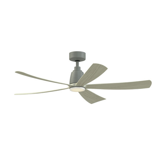 Fanimation Kute5 52in Smart Ceiling Fan with LED Light | Modern Antique Graphite and Light Oak Composite Blades | Covered Patio | Model FPD5534AGP-LK