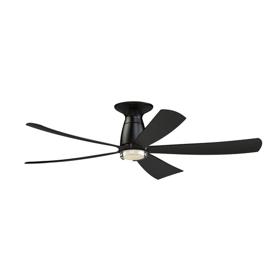 Fanimation Kute5 52in 1-Light Flush Mount Smart Ceiling Fan | Black and Black Composite Blades | Bedrooms & Covered Patios | Model FPD5534BL-DWLK-F