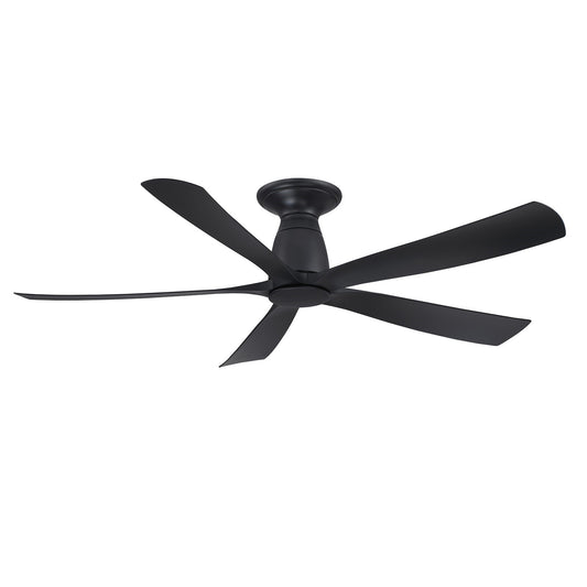 Fanimation Kute5 52in Flush Mount Smart Ceiling Fan | Black and Black Composite Blades | Bedrooms & Covered Patios | Model FPD5534BL-F