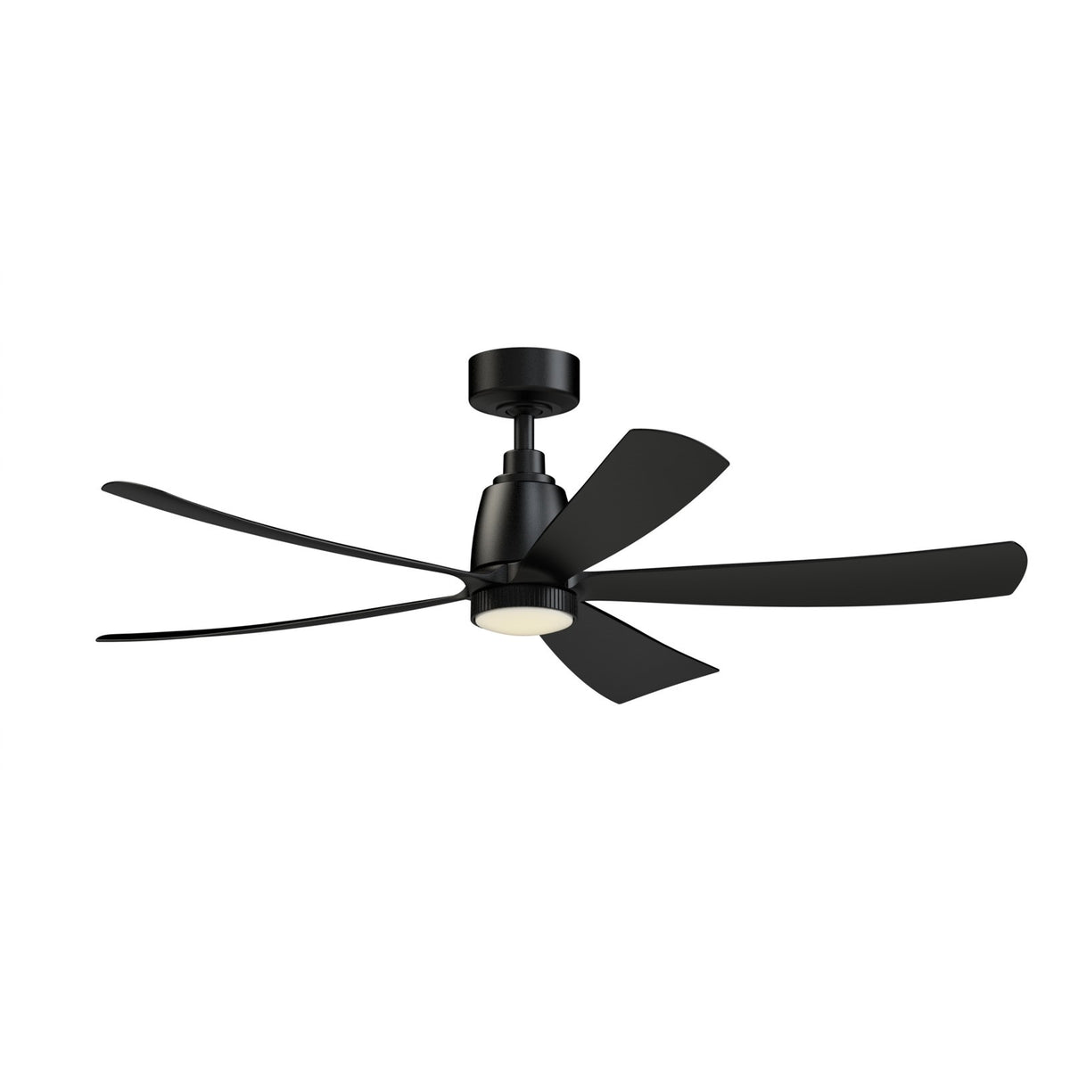 Fanimation Kute5 52in Smart Ceiling Fan | Black and Black Composite Blades | Covered Patio & Living Room | 52 x 52 x 14.48 in | Model FPD5534BL-KLK