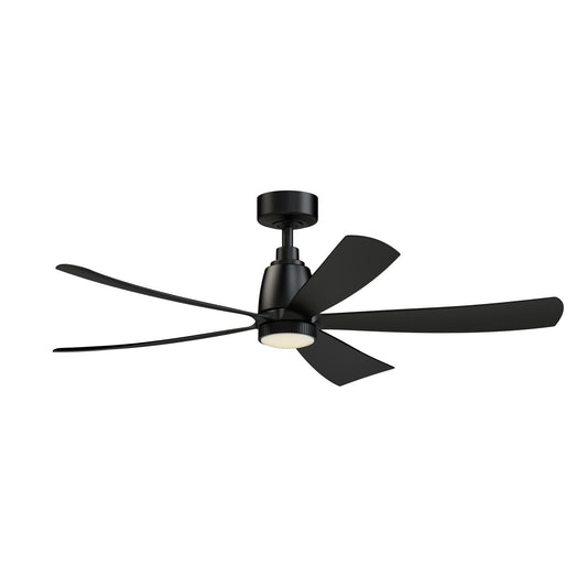 Fanimation Kute5 52in Smart Ceiling Fan | Black and Black Composite Blades | Covered Patio & Living Room | 52 x 52 x 14.48 in | Model FPD5534BL-KLK