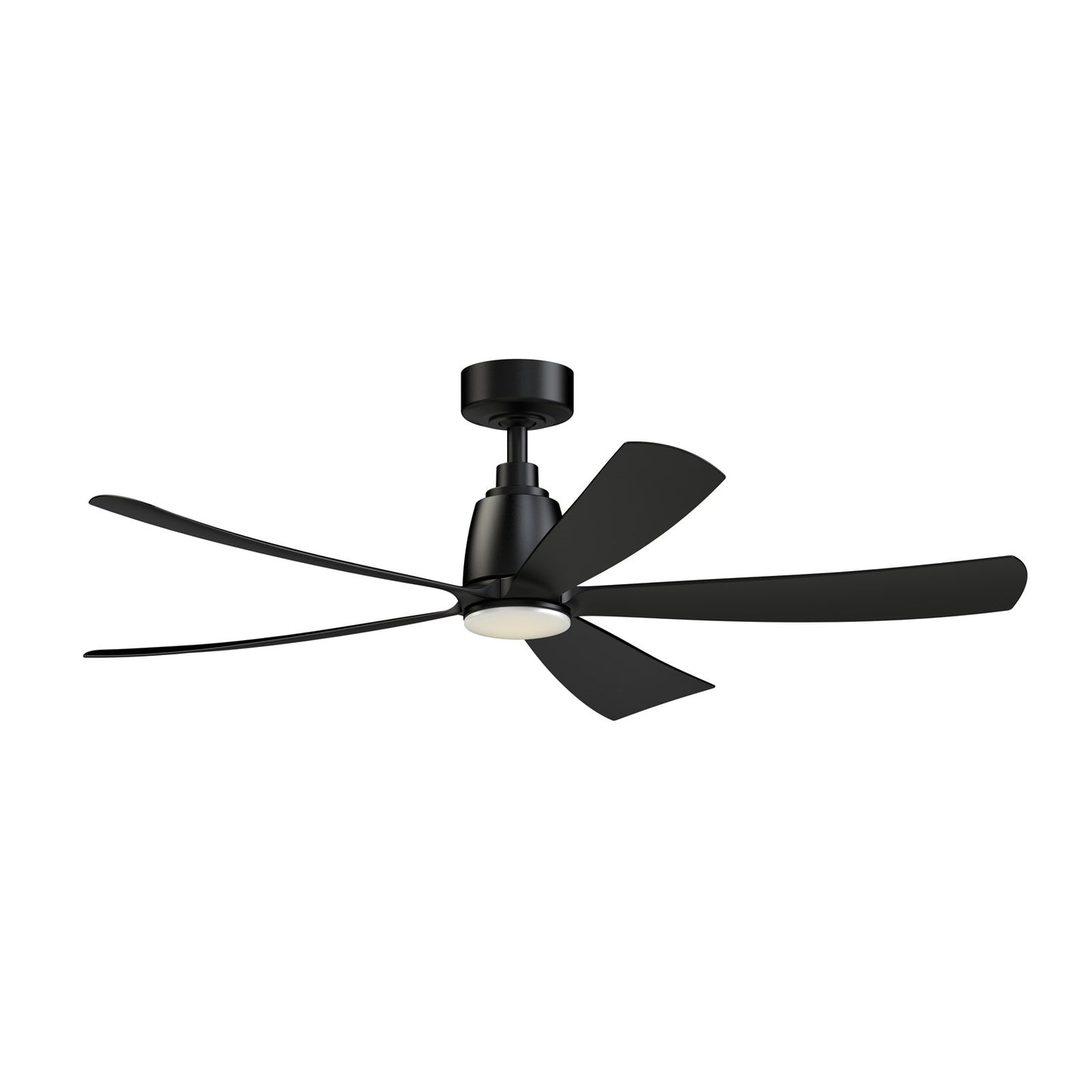 Fanimation Kute5 52in Smart Ceiling Fan | Matte Black and Opal Frosted Glass | Living Room & Covered Patio | 52 x 52 x 13.78 in | Model FPD5534BL-LK