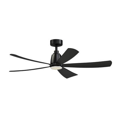 Fanimation Kute5 52in Smart Ceiling Fan | Matte Black and Opal Frosted Glass | Living Room & Covered Patio | 52 x 52 x 13.78 in | Model FPD5534BL-LK