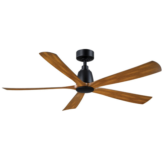 Fanimation Kute5 52in 5-Blade Smart Ceiling Fan | Black Finish and Koa Composite Blades | Living Room, Bedroom & Covered Patio | 52 x 52 x 13.1 in | Model FPD5534BLK