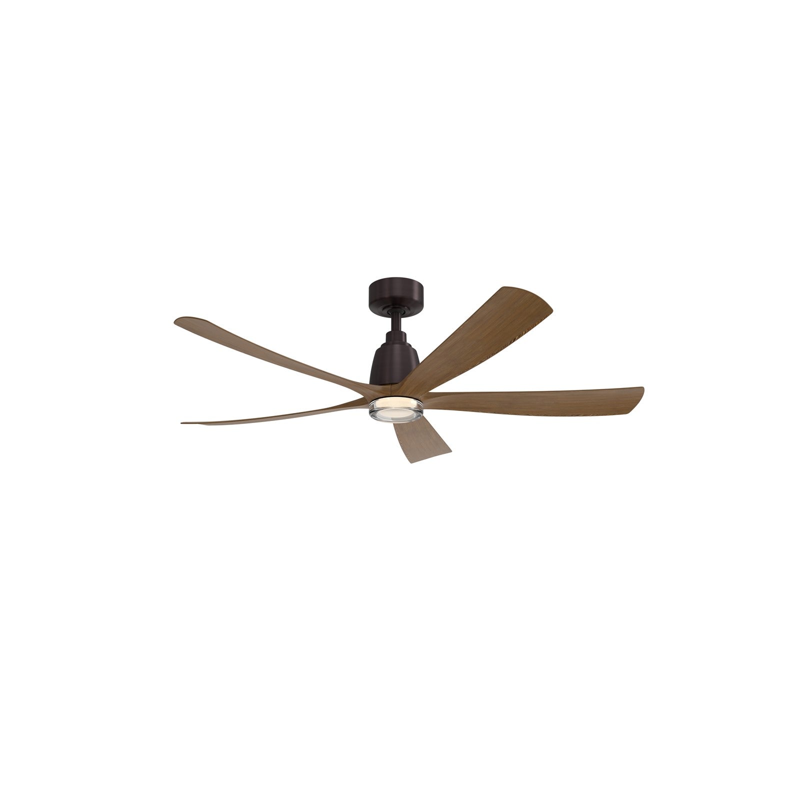 Fanimation Kute5 52in 5-Blade Ceiling Fan | Matte Black and Koa Composite Blades | Covered Patio & Bedroom | Model FPD5534BLK-DWLK