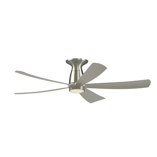 Fanimation Kute5 52in Flush Mount Smart Ceiling Fan | Modern Brushed Nickel and Opal Frosted Glass LED | Bedroom & Covered | Model FPD5534BN-KLK-F