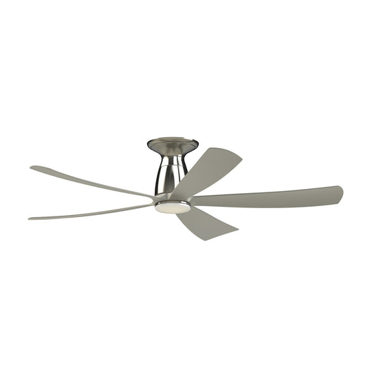 Fanimation Kute5 52in Flush 5-Blade Smart Ceiling Fan | Brushed Nickel and Opal Frosted Glass | Low Ceiling & Covered Patio | Model FPD5534BN-LK-F