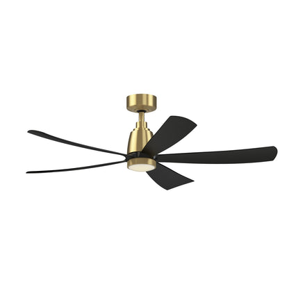 Fanimation Kute5 52in 1-Light Smart Ceiling Fan | Brushed Satin Brass and Matte White Composite | Covered Patio & Living Room | Model FPD5534BS-KLK