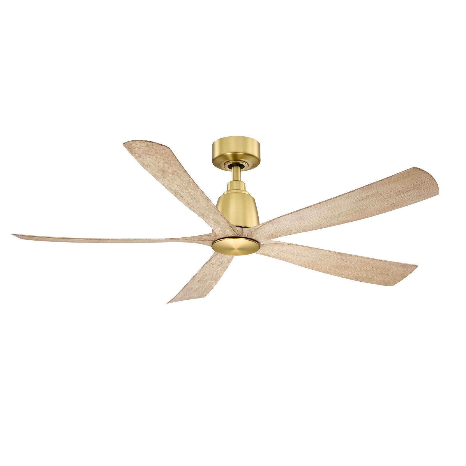 Fanimation Kute5 52in 5-Blade Smart Ceiling Fan | Satin Brass Finish and Natural Composite Blades | Living Room, Bedroom & Covered Patio | Model FPD5534BSN