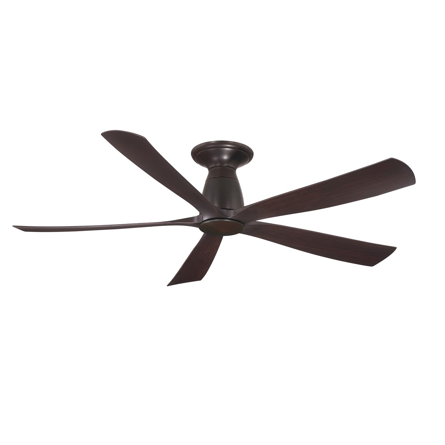 Fanimation Kute5 52in Flush Smart Ceiling Fan No Light | Modern Dark Bronze and Dark Walnut Composite | Bedroom & Covered Patio | Model FPD5534DZ-F