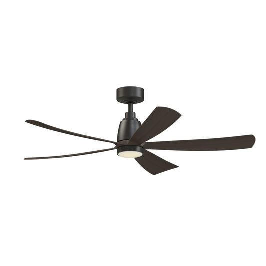 Fanimation Kute5 52in Smart Ceiling Fan with Knurled LED Light | Modern Dark Bronze and Dark Walnut Composite | Bedroom | Model FPD5534DZ-KLK