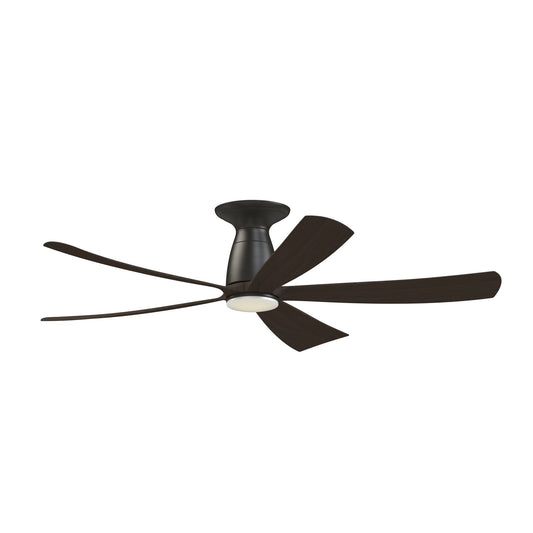 Fanimation Kute5 52in Flush Smart Ceiling Fan | Dark Bronze and Dark Walnut Composite Blades | Covered Patio & Low Ceiling | Model FPD5534DZ-LK-F