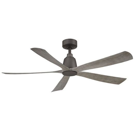 Fanimation Kute5 52in 5-Blade Ceiling Fan | Matte Greige and Weathered Wood Composite Blades | Bedroom & Covered Patio | Model FPD5534GR