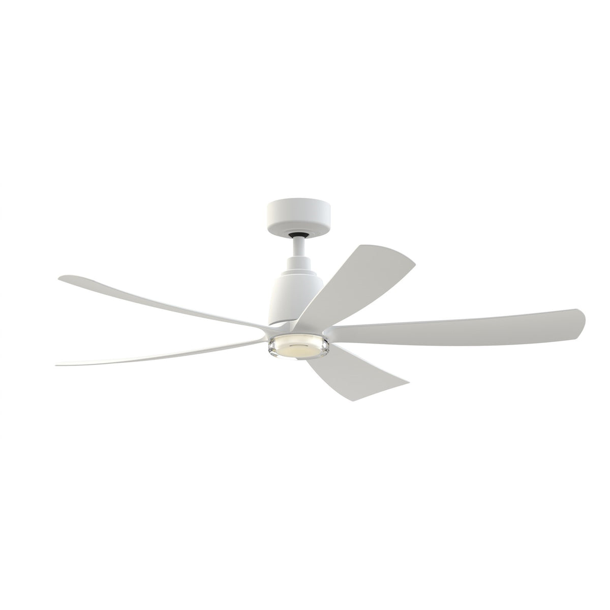 Fanimation Kute5 52in Smart Ceiling Fan | Matte White and Clear Double-Wall Glass LED | Covered Patio & Living Room | Model FPD5534MW-DWLK
