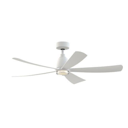 Fanimation Kute5 52in Smart Ceiling Fan | Matte White and Clear Double-Wall Glass LED | Covered Patio & Living Room | Model FPD5534MW-DWLK