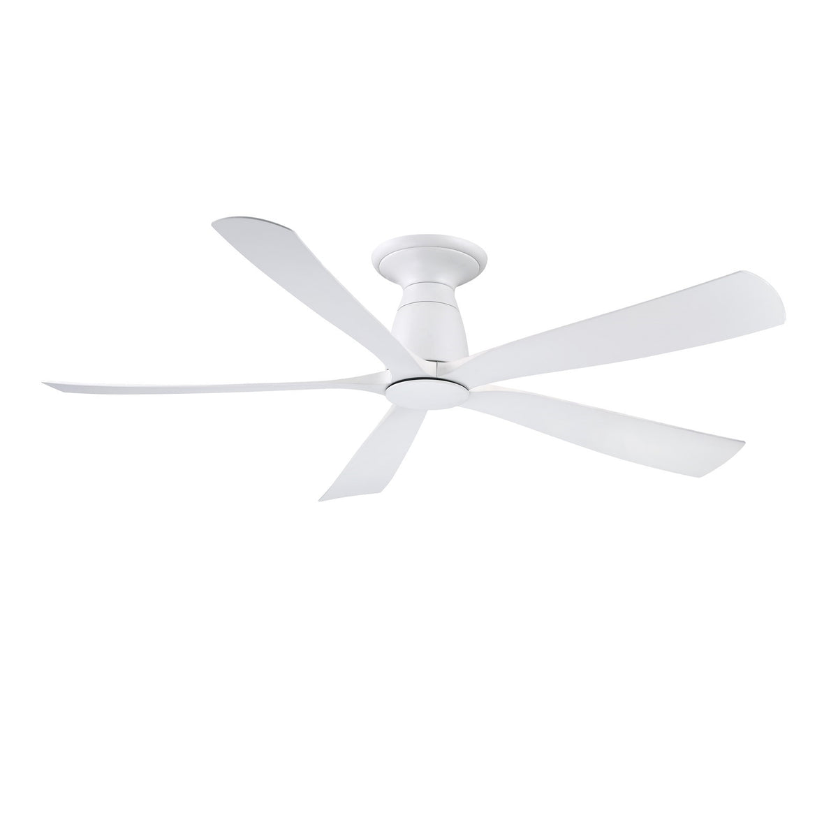 Fanimation Kute5 52in Flush Smart Ceiling Fan | Matte White Composite Blades | Bedroom & Covered Patio | 52 x 52 x 10.32 in | Model FPD5534MW-F