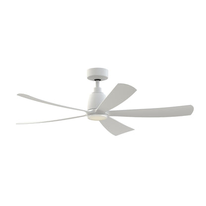 Fanimation Kute5 52in Smart Ceiling Fan with LED Light Kit | Matte White Composite Blades | Living Room & Covered Patio | Model FPD5534MW-LK