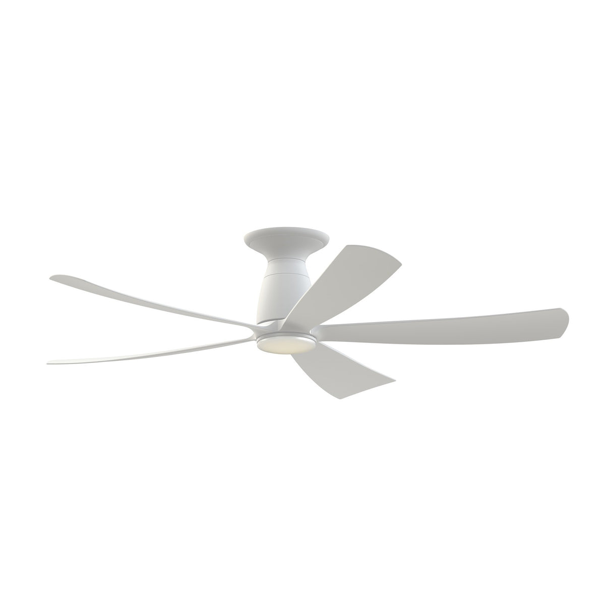 Fanimation Kute5 52in Flush Smart Ceiling Fan with LED CCT Select Light Kit | Matte White and Opal Frosted Glass | Covered | Model FPD5534MW-LK-F