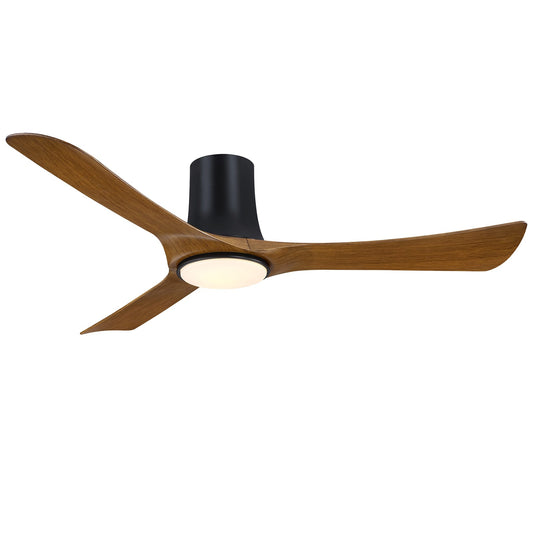 Fanimation Corke 52in Smart Ceiling Fan | Black and Opal Frosted LED Light with Koa Blades | Living Room & Covered Patio | Model FPD6652BLK