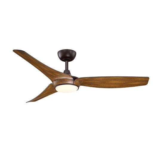 Fanimation Lizza 56in 3-Light Ceiling Fan | Modern Dark Bronze and Koa Composite Blades with Opal Frosted Glass | Covered Patio & Bedroom | Model FPD6656DZK