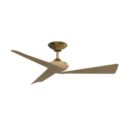 Fanimation Yogi 52in 3-Blade Smart Ceiling Fan | Satin Brass and Natural Composite Blades | Covered Patio & Bedroom | 4721 CFM, 6-Speed DC Motor | Model FPD6658BSN