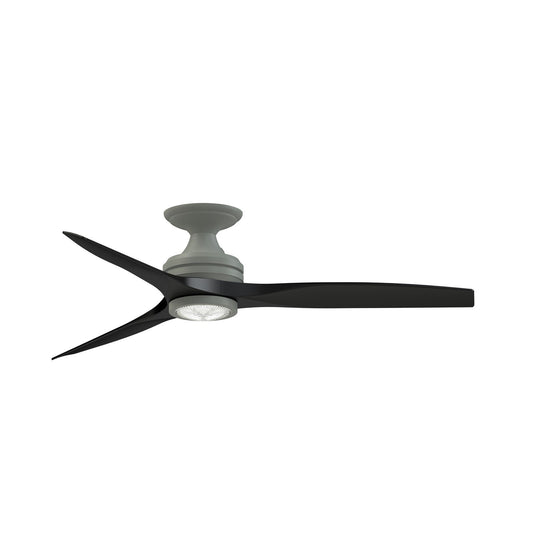 Fanimation Spitfire 54in Flush Ceiling Fan with LED Light | Antique Graphite and Black Blades | Covered Patio & Bedroom | Model FPD6721BAGP-54BL-LK-F