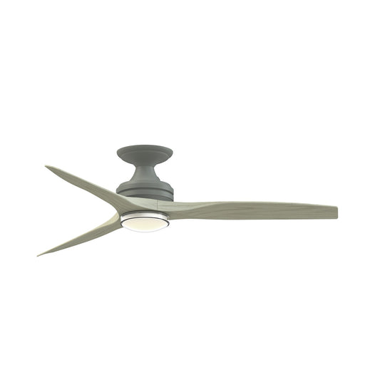 Fanimation Spitfire 54in Flush Smart Ceiling Fan | Antique Graphite and Light Oak Blades | Covered Patio & Bedroom | Model FPD6721BAGP-54LO-DWLK-F