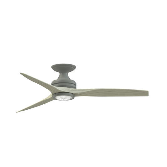 Fanimation Spitfire DC Custom 54in Flush Smart Ceiling Fan with LED Light | Antique Graphite and Light Oak Buttonwood | Model FPD6721BAGP-54LO-LK-F