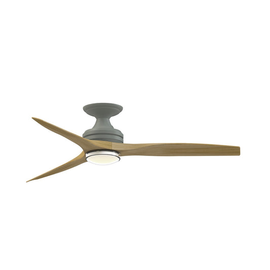 Fanimation Spitfire 54in Flush Smart Ceiling Fan | Antique Graphite and Natural Buttonwood Blades | Covered Patio | Model FPD6721BAGP-54N-DWLK-F