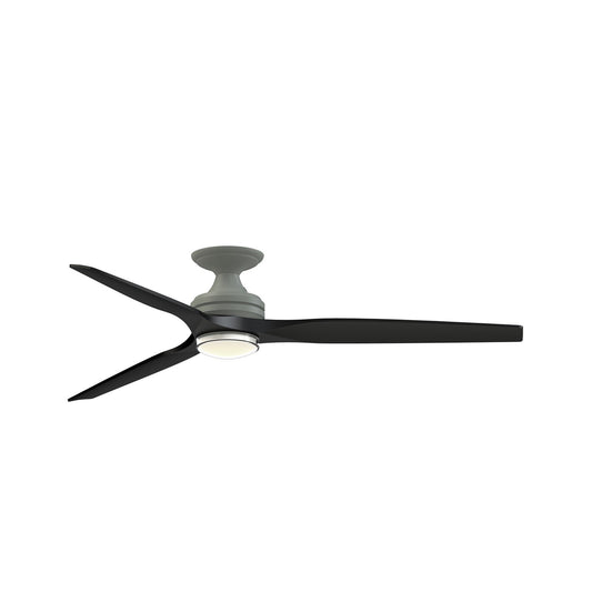 Fanimation Spitfire DC Custom 64in 1-Light Flush Ceiling Fan | Antique Graphite and Black Buttonwood Blades | Covered | Model FPD6721BAGP-64BL-DWLK-F