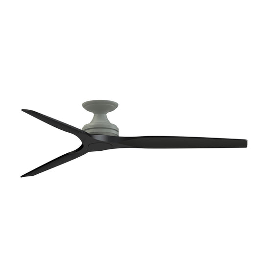 Fanimation Spitfire 64in Flush Ceiling Fan | Antique Graphite and Black | Covered Patio & Bedroom | 64 x 64 x 9.65 in | Model FPD6721BAGP-64BL-F