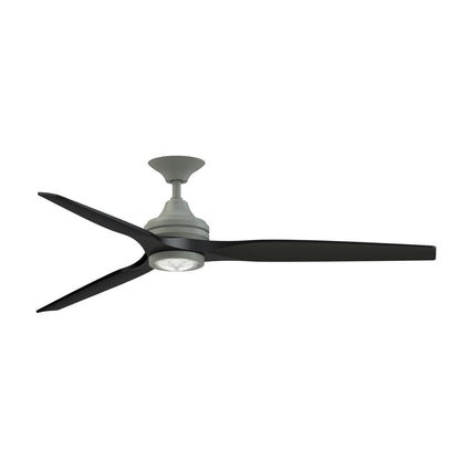 Fanimation Spitfire 64in Downrod Ceiling Fan with LED Light | Antique Graphite and Black | Covered Patio & Bedroom | Model FPD6721BAGP-64BL-LK