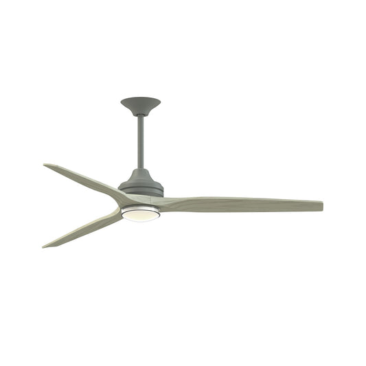 Fanimation Spitfire DC Custom 64in Downrod Ceiling Fan | Antique Graphite and Light Oak Wood Blades | Covered Patio | Model FPD6721BAGP-64LO-DWLK