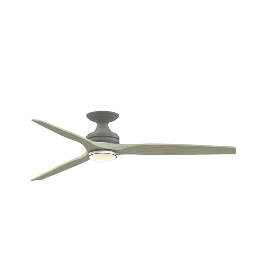Fanimation Spitfire DC Custom 64in Flush Ceiling Fan | Antique Graphite and Light Oak Wood Blades | Covered Patio | Model FPD6721BAGP-64LO-DWLK-F