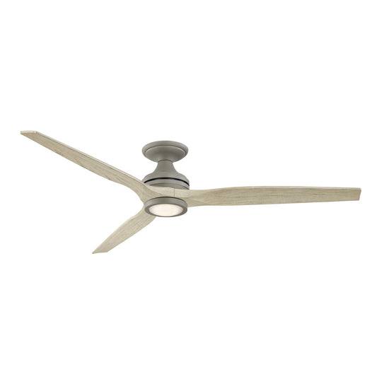 Fanimation Spitfire 64in Flush Mount Smart Ceiling Fan with LED Light | Antique Graphite and Light Oak | Covered Patio | Model FPD6721BAGP-64LO-LK-F