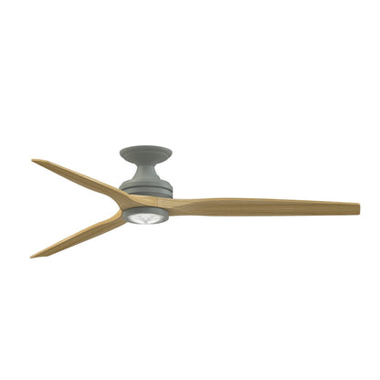 Fanimation Spitfire DC Custom 64in Flush Smart Ceiling Fan with LED Light Kit | Antique Graphite and Natural Buttonwood | Model FPD6721BAGP-64N-LK-F